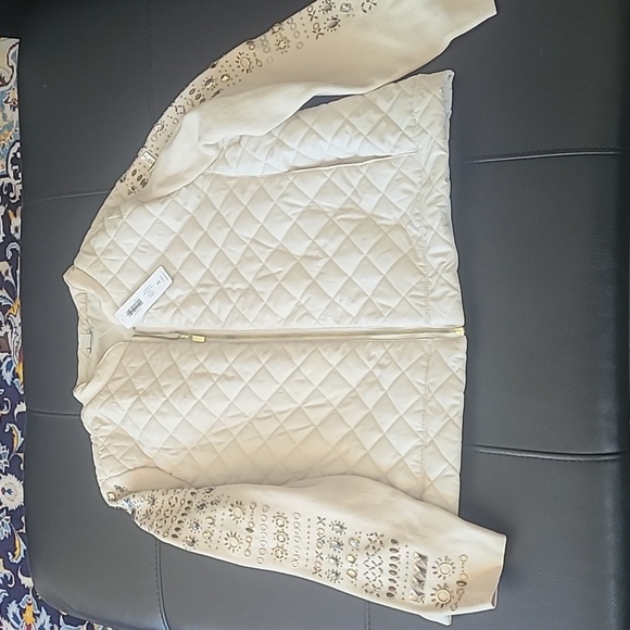Chico's embellished sleeve jacket in new opal size 3 nwt! Zenergy brand - Picture 1 of 6